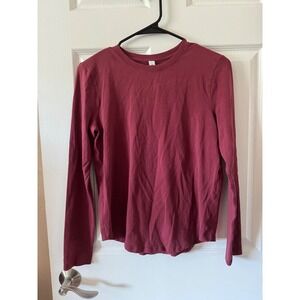 Lululemon Long Sleeve Crew Neck Shirt Burgundy Athletic Athleisure‎ Size 4